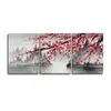 Laeacco 3 panel kinesisk stil canvas målning modern hem dekoration abstrakt landskap affischer och tryck plommon väggkonst bild y279w