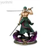 アクショントイフィギュア25 cmワンピースアニメフィギュアgk santoru roronoa zoro double head pvc animeアクションフィギュアコレクションモデル子供ギフトldd240312