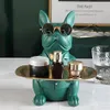 Nordic francês bulldog escultura cão estátua de armazenamento jóias mesa decoração presente cinto placa óculos bandeja casa arte estátua 2107273214