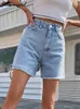 Shorts kvinnors streamgirl blå denim shorts sommar midja avslappnad chic jean shorts sommar denim kort ld240312