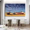 Современный большой размер пейзажный постер настенная живопись на холсте лодка пляжная картина HD печать для гостиной спальни украшения277W