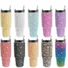 Tasses à strass de 20 OZ 30oz, gobelets en acier inoxydable, tasses à café isolées sous vide avec paille et diamant, tasse de voyage en voiture, cadeaux