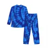 Mäns sömnkläder Midnight Blue Tie Dye Pyjamas Men Retro Hippie Print Sleep Autumn 2 Pieces Vintage Overdimensionerade grafiska pyjamasuppsättningar