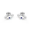 Boucles d'oreilles en argent Sterling 925, beaux yeux en Zircon bleu pour femmes, bijoux de mariage, cadeau de saint valentin