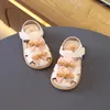 Premiers marcheurs Été Enfant Filles Sandales Mode Double Bowknot Enfants Princesse Robe Plat Toe-Couvert Plage Enfants Chaussures Causales