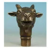 Samla brons handgjorda snidande gethuvud Fårhuvud Cane Walking Stick Head Statue Deer Statue192n