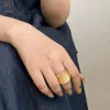 Allyes mody elastyczna lina regulowane pierścienie dla kobiet mężczyzn nieregularny geometryczny matowy gruby złoty kolor palec pierścień urok 240228