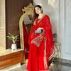 Roupas étnicas Palazzo Terno Salwar Kameez Vermelho Sharara Anarkali Lantejoulas Decoradas Flores Vestido