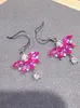 Dangle Earrings 925 Silver Pink Topaz Eardrop For Party 4 6mm Natural Drop Classic Young Girl