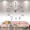 3D Big Acrylic Mirror Wall Clock Kort DIY Quartz Watch Still Life Clocks Living Room Home Decor Mirror Stickers Wall Decor1238C