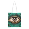 Einkaufstaschen Custom Eye See You Canvas Tasche Damen waschbare Lebensmittel Evil Eyes Mystic Abstract Art Shopper Tote