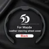 Couvre-volant Couverture de voiture en cuir véritable Ultra-mince universel 38cm pour Mazda 2 3 5 6 Atenza Axela CX30 CX4 CX5 CX8 CX9