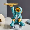 Decorative Objects Figurines Creative Astronaut with Metal Tray Resin Home Art Space Man Sculpture Office Desktop Ornaments For 22306c