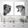 2 pezzi Tela Pittura Leone e Leonessa Poster Animale Wall Art Stampa Immagine Nero Bianco Boschi per Soggiorno Home Decor1294t