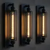 Aplique de pared de hierro forjado Industrial Vintage americano Loft LED NEGRO Retro Bar Café pasillo luces de pared 2627