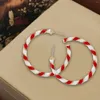 Hoop Earrings 1 Pair Cute Circle Candy Cane Alloy Christmas Nordic Style Red Color Santa Jewelry Accessories