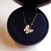 V Necklace Fanjia White Beimu Butterfly Necklace Female 925 Silver Natural Beimu Light Luxury Collar Chain Plated Rose Gold Pendant Necklace