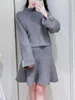 Abiti da lavoro stile giapponese addensato solido elegante maglione lavorato a maglia ombrello corto tutto-fiammifero gonne abito sottile donna due pezzi set 2024 primavera