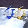 Crystal Goldfish Miniature Figurine Handmade Glass Animal Crystal Craft Glass Home Decor Gift Fish Trinket Ornament Y0107230e