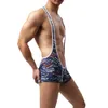 Anzug Overall Sexy Herren Wrestling B Unterwäsche Männer Singlet Unterhemd Homosexuell Mann Blue Print Bodysuit Mankini Badeanzug Trikot Unterhemden lue odysuit kini s