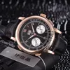 Nytt Rose Gold Case Gig Dage Datograph 403 041 Black Dial White Subdial Hand Winding Automatic Mens Watch Leather Strap Watches Tim235x