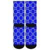 Femmes chaussettes bleu ruches imprimé géométrique bas modernes hiver antidérapant dames doux imprimé Sports de plein air
