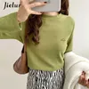 Koszulka damska Jielur Khaki haftowa kreskówka T-shirt Kobiety zielone Casual Cute Girls Tee koszula biała prosta topy długotrwałe fe s-xl l24312