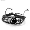 Perlenarmband mit 26 Buchstaben von A bis Z, Glasverschluss, Metallperlenarmband, Herren-ID, Name, Freundschaft, schwarz, geflochten, Damenhand, Lederarmband, Kinder, Familie, Geschenk L24213