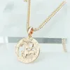 FJ 12 Zodiac Sign Womens Mens 585 Rose Gold Color Constellation Pendants Fiskar Aquarius Curb Necklace Chain1227n