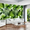 Anpassad 3D väggmålning Tropisk regnskog banan lämnar po väggmålningar vardagsrum restaurang café bakgrund vägg papper murals1203f