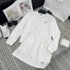 designer P Family 23 AutumnWinter New Casual Fashion Letter Embroidered Collar Sweater+Drawstring Skirt Set GN92