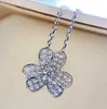 V-halsketting S925 Lucky Grass Volledige Diamond Clover Kraagketting Instagram Trendy Luxe Kleine en populaire hangerketting Zomer Veelzijdig cadeau voor vriendin