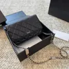 Womens Caviar Leather woc Wallet On Chain Bags Two-tone Chains Charms Crossbody Shoulder Handbags GHW/SHW Card Holder Multi Pochette Outdoor Purse 19X12CM 2 Colors