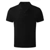 Polos pour hommes décontracté affaires polos couleur unie revers manches courtes été mode maille glace soie froissé boutons