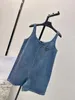 Damen Jumpsuits Strampler Designer 24 Früher Frühling Süßes Alter Reduzierender Buchstabe Dreieck Mark U-Ausschnitt Sling Strap Hohe Taille Gerader Denim-Overall Z3S4