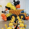 Konstruktionsfödelsedagsballonger Garland Kit Orange Yellow Black Grey Boys Kid 1st Baby Shower Party Decorations 240226