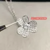 V Necklace Precision Silver Edition CNC Full Diamond Clover Necklace Set with Diamond Full Diamond Flowers for Men and Women Couple Collar Chain