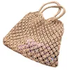 Тканый ручной мешок для травы, летний пляжный отдых, французская женская лесная серия, полая сетка