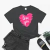 Dames T-shirts Love You Casual Ronde Hals Blouse Valentijnsdag Gedrukt T-shirt Met Korte Mouwen Trending Paar Tees 2024