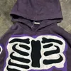 Y2K Baggy Street Hip Hop Sıradan Gevşek Allmatch Pullover Hoodies Ming Goth Mor Yırtık Baskı Büyük Boyutlu Erkekler 240227