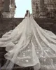 Images réelles une ligne robes de mariée de luxe Dubaï arabe dentelle manches longues fleurs 3D perles grande taille robes de mariée vintage personnalisées