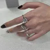 Küme halkaları mengjiqiao 2024 Koreli narin zirkon geometrik kadınlar moda metal zinciri ayarlanabilir parmak yüzüğü mücevher hediyeleri