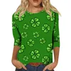 Kadın Tişörtleri T-Shirt İrlanda Moda Gündelik St. Patrick Günü Baskı Yedi Kollu Yuvarlak Boyun Top Bahar ve Sonbahar Ropa Mujer