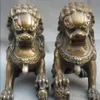 Kinesiska porslin folk koppar dörr fengshui vaktion foo fu hund lejon staty par249s