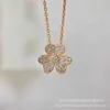 V-ketting Lucky Diamond Clover-ketting voor dames, verguld met 18k roségouden mini-kraagketting met groot bloemblaadje