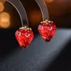 Boucles d'oreilles fraise rouge pour femmes, breloques à la mode, bijoux cadeau de mariage, 2024