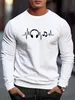 MENS FALL Lång ärm Runda nacke Casual T Shirt 2023 Sports 3D Digital Music Printing Tops Winter Bottom 240312