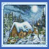 La plus belle peinture de décor de nuit de neige faite à la main, ensembles de broderie au point de croix, imprimés comptés sur toile DMC 14CT 12323