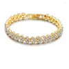 Charmarmband Rom Crystal Zircon Heart Armband Pärlor Tennis Bangle 3 Färger Kedja Bröllop för kvinnor Party Jewelry Gift