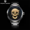 Punk 3D Skull Personalità Orologio moda retrò Impermeabile 30m Acciaio inossidabile Orologio al quarzo PAGANI DESIGN Relogio Masculino